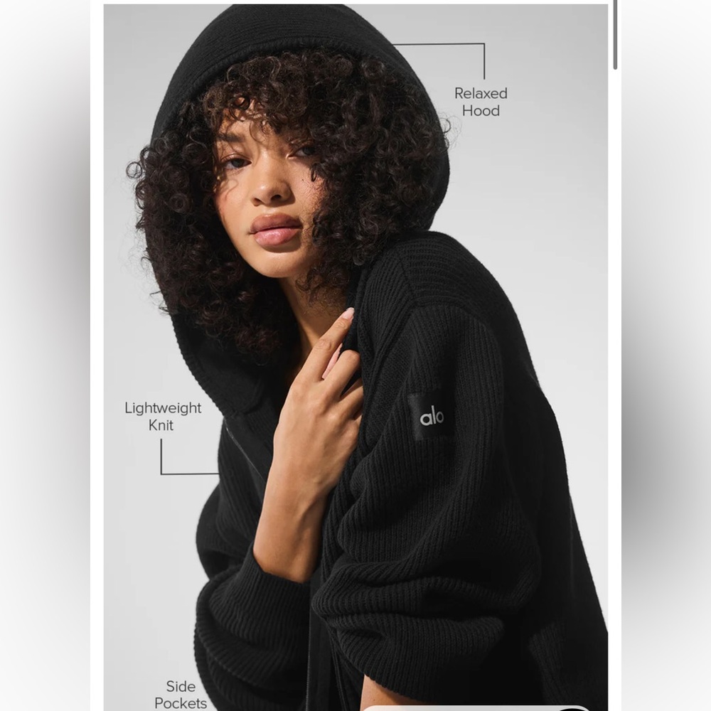 Alo Domain Rib Knit Full Zip Sweater - Picture 2 of 4